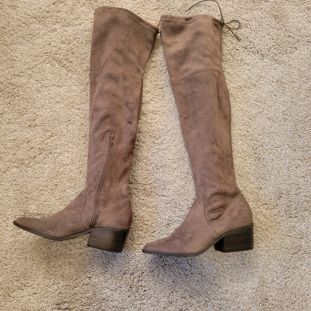 Madden Taupe Suede OTK boots Size 9